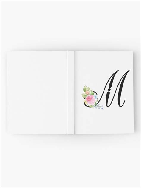 Floral Monogram Fancy Script Letter M Hardcover Journal For Sale By