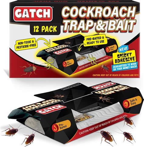 Amazon GATCH Roach Traps Indoor 12 Pack Sticky Baited