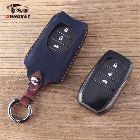 DANDKEY Genuine Leather Keychain Key Case Cover For Toyota Camry RAV4