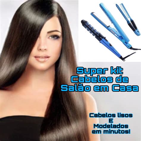 Cabelos de Salão Super Kit Prancha Chapinha Alisadora Modelador de