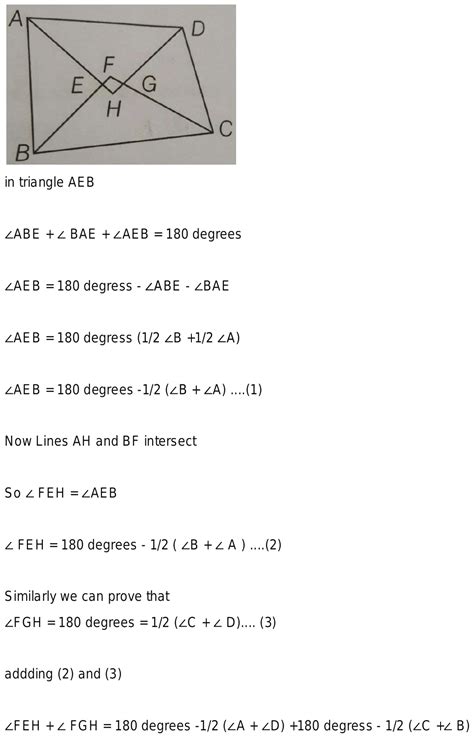 Prove That The Quadrilateral Formed By The Internal Angle Bisectors Of