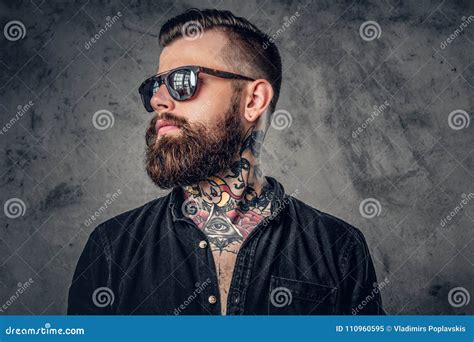 A Man With Tatoos On His Arms Stock Image Image Of Grey Background