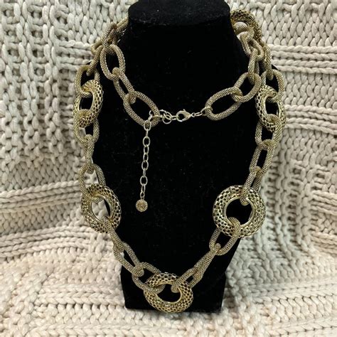 Vintage Graziano Gold Tone Chunky Chain Necklace Long Gem