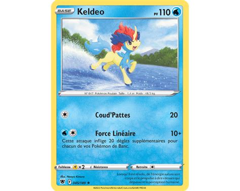 Keldeo Pv 110 45 189 Carte Rare Holographique Épée et Bouclie