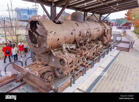 Imjingak Korea November 10 2019 View Of A Destroyed Locomotive At