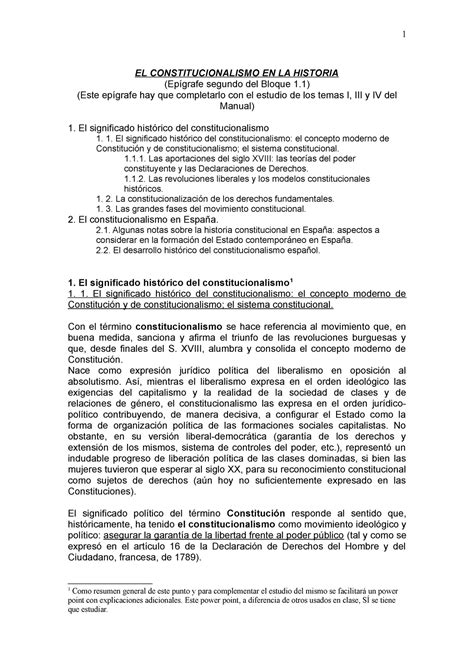 Epígrafe 2 del bloque 1 1 EL Constitucionalismo EN LA Historia EL