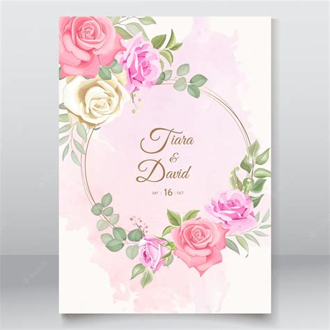 Premium Vector | Floral wedding card template