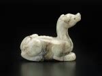 A gray and brown jade mythical beast Song Ming dynasty 宋至明 玉瑞獸