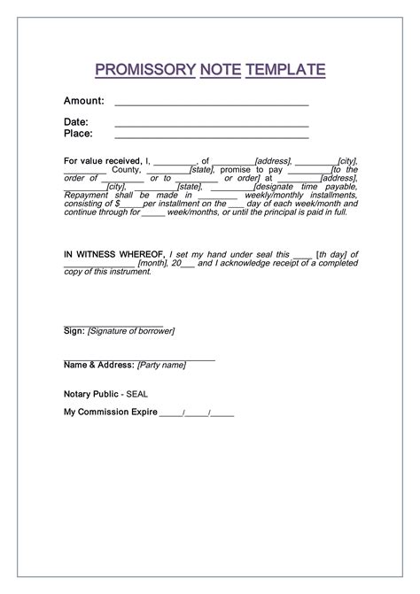 Promissory Note Word Documents