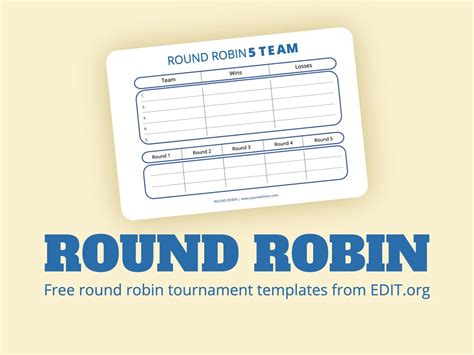 Team Round Robin Printable Tournament Bracket, 53% OFF