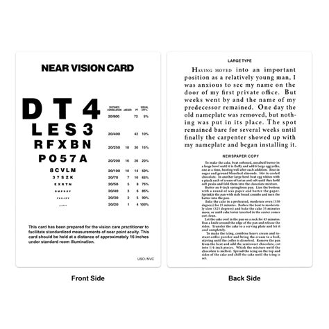 Optometric 40cm Or 16 Inch Near Vision Test Cards Logmar Ophthalmic Vision Chart Decimal Read