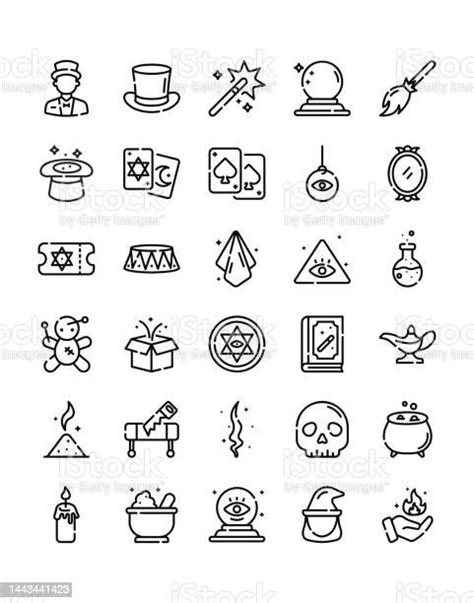 Magic Icon Set 30 Isolated On White Background Stock Illustration