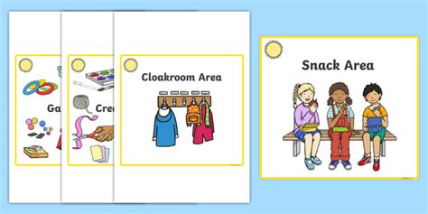 Free Sunshine Themed Editable Square Classroom Area Signs Colourful