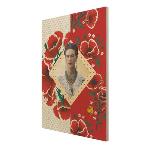 Frida Kahlo Mohnbl Ten Holzbild Im Hochformat Wallart