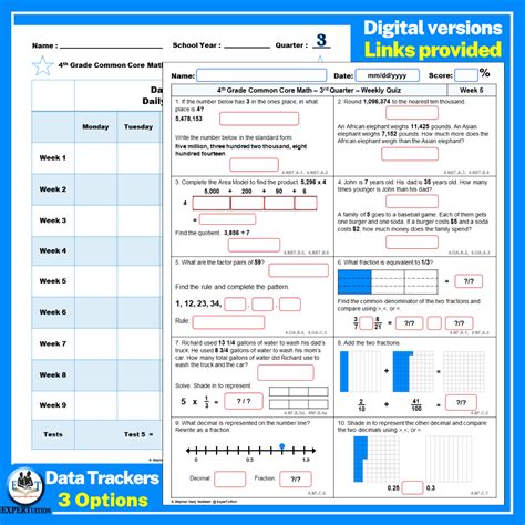 4th Grade Math Spiral Review Worksheets Q 3 Expertuition Worksheets Library