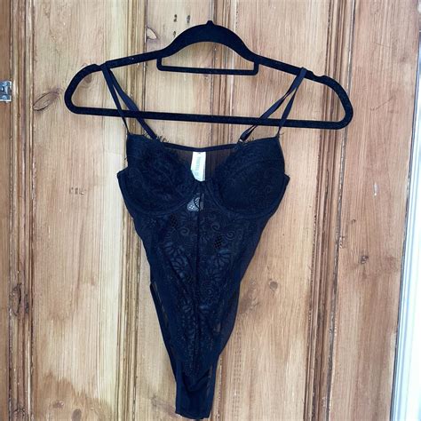 Forever 21 Black Lingerie Bodysuit Worn Once For A Depop