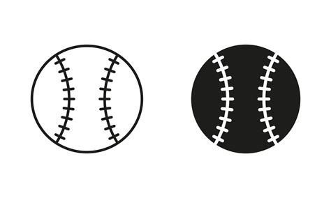 Beisebol Bola Preto Silhueta E Linha Cone Definir Bola Para Jogar