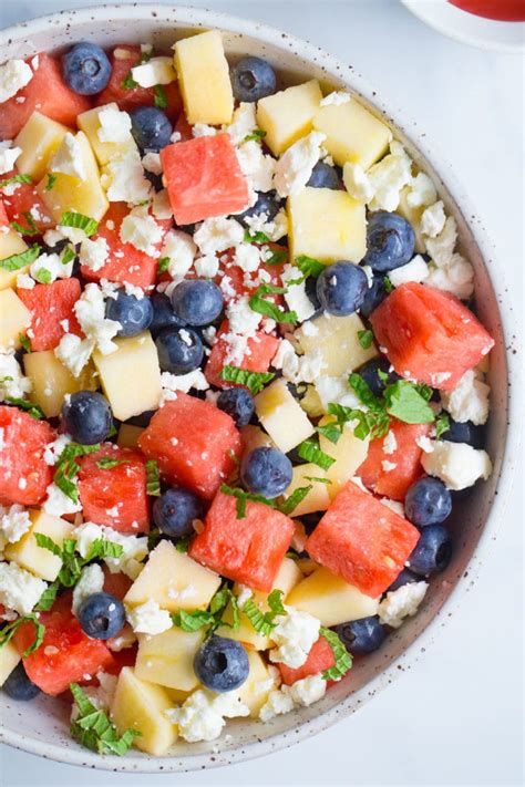 Watermelon And Blueberry Salad With Feta Wholesomelicious