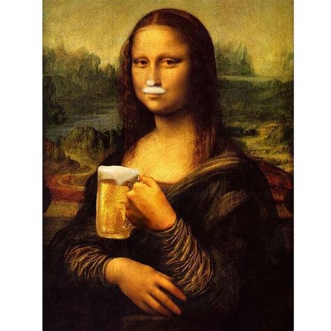 Funny Mona Lisa Poster Wall Art Canvas Poster And Print Beer Mustache