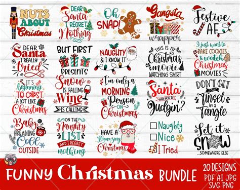 Funny Christmas SVG Bundle Funny Christmas Quotes Svg Funny Etsy