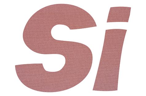 Si Word With Terracotta Colored Fabric Texture On White Background