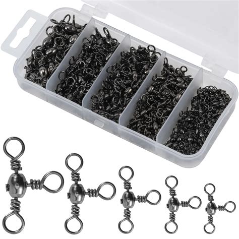 Goture 190pcs Fishing Swivels Ball Bearing Swivel Safety Snap Solid