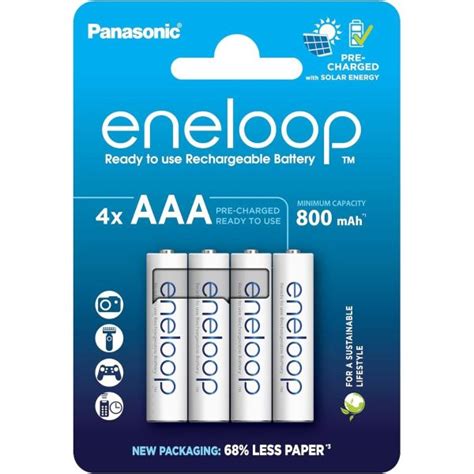 Panasonic Eneloop Aaa 800mah Rechargeable Batteries 4 Pack Bk 4mcde 4be