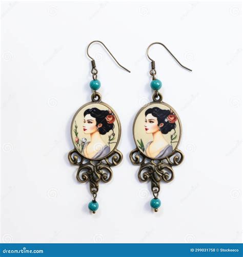 Geisha Inspired Earrings With Turquoise Beads Art Nouveau Meets