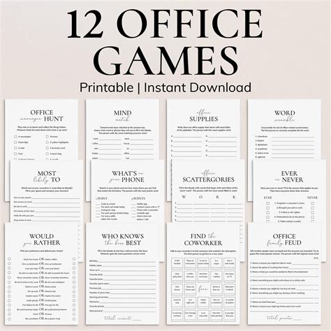 Printable office games for work games team building games and