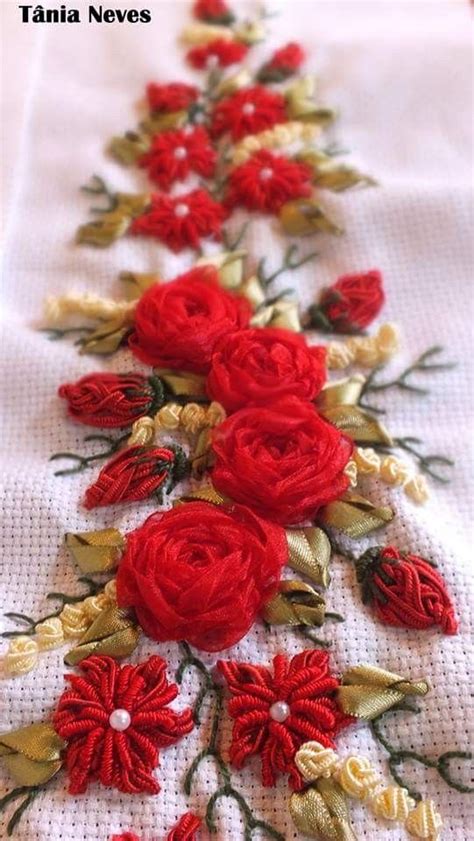 Brazilian Embroidery Leh Ribbon Flowers Ribbon Embroidery Elegant