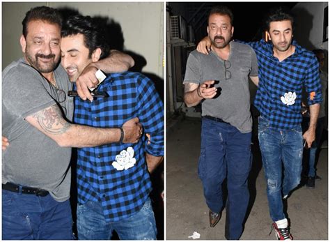 Real Meets Reel Sanjay Dutt Bonds With Ranbir Kapoor On Sanju Sets In