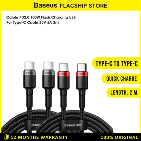 Baseus Cafule PD2 0 100W Flash Charging For Type C To C CATK Lazada