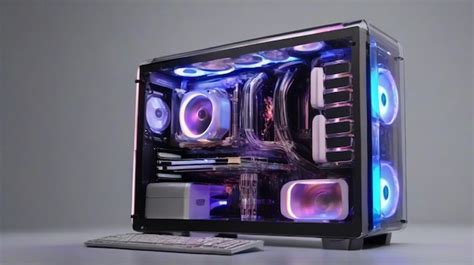 Premium Photo | RGB Gaming pc liquid cooler computers gaming case components of a computer