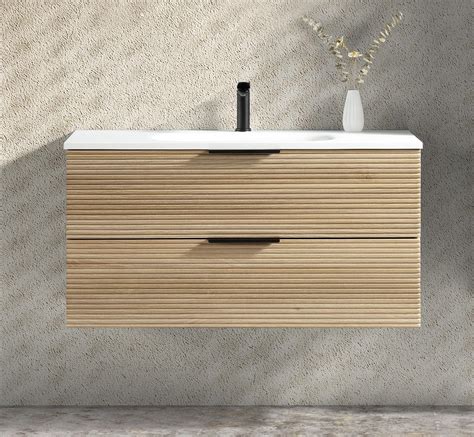 Meuble simple vasque 120 cm chêne clair Aqualinea