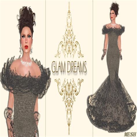 Second Life Marketplace Glam Dreams Andrea Lace Gown Gray