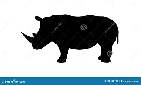 Silhouette Of Rhino On White Background Stock Illustration