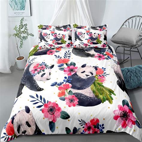 Bhomly Panda Bedding Cartoon Animal Themed Duvet Cover Set