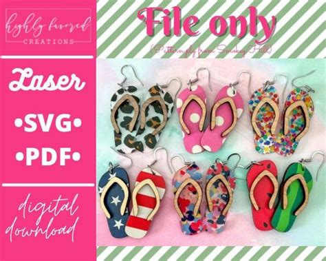 Summer Flip Flop Earring Svg Laser Ready Cut File Etsy Summer Flip