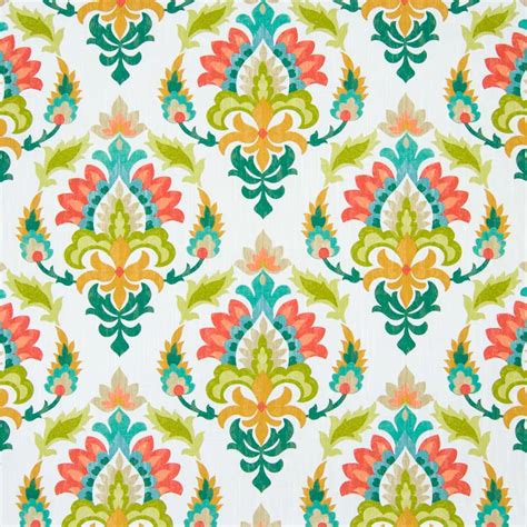 Samba Orange Medallion Print Upholstery Fabric By The Yard