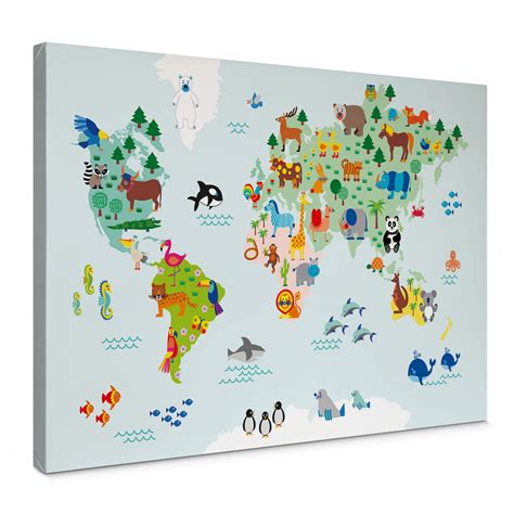 Tableau Sur Toile ByGraziela Carte Du Monde Wall Art Fr