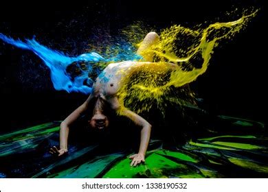 Nude Woman Paint Splash Asian Girl Stock Photo 1338190532 Shutterstock