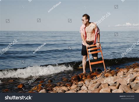 Man On Beach Naked Torso Stock Photo Edit Now