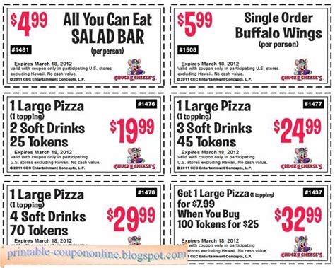 Printable Coupons 2023 Chuck E Cheese Coupons