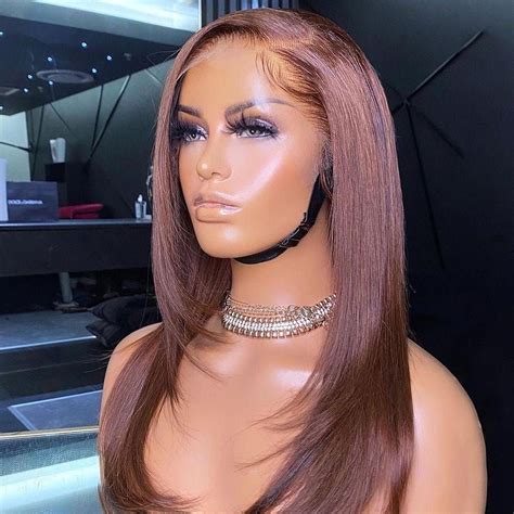 Chestnut Brown Hair Brown Wig Reddish Brown Frontal Wigs Lace Frontal Wig Human Virgin Hair