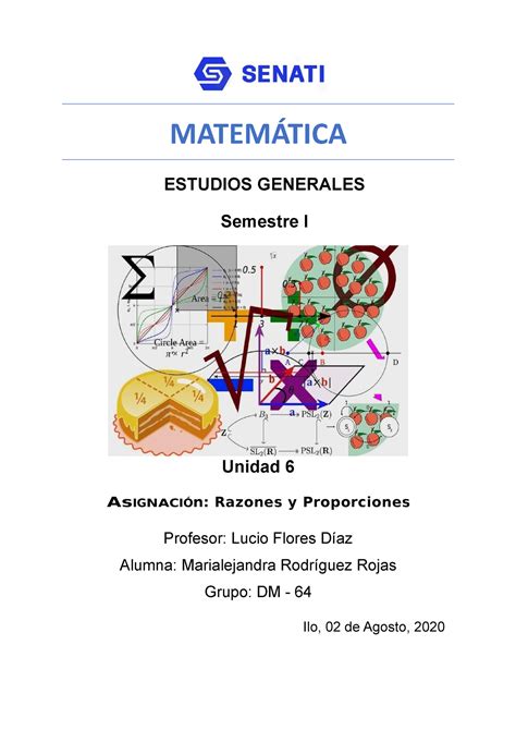 Unidad 6 Razones y Proporciones MATEMÁTICA ESTUDIOS GENERALES