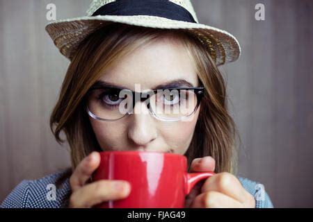 Pretty Blonde Woman Having Coffee Stock Photo Alamy