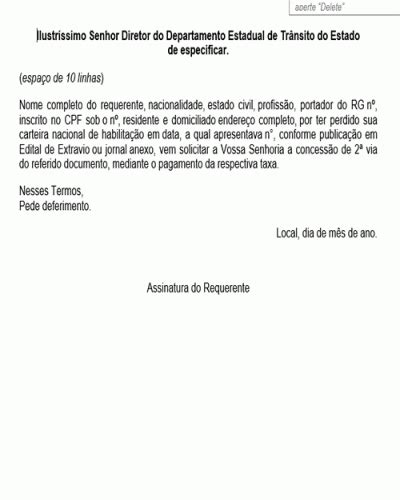 Refer Ncia Para Uma Peti O Solicita O De Via De Carta De Motorista