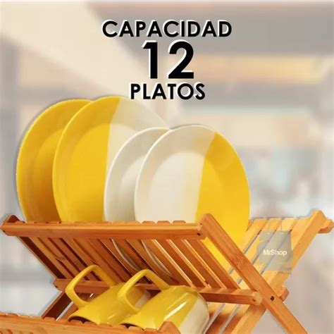 Secaplatos Escurreplatos Plegable Madera De Bamb Platos En Venta En