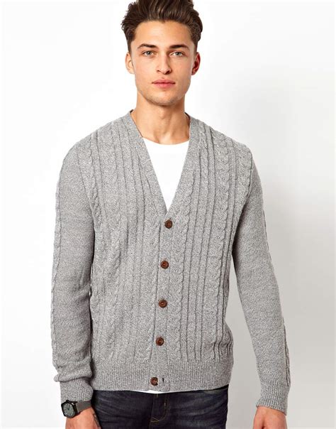 Lyst River Island Cable Cardigan In Gray For Men