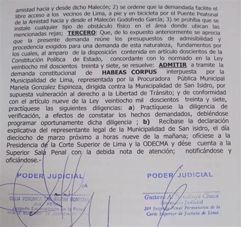 San Isidro Jueza Admite A Trámite Segundo Hábeas Corpus Contra Rejas